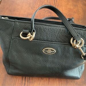 Coach black pebble leather convertible strap bag.  Like new.